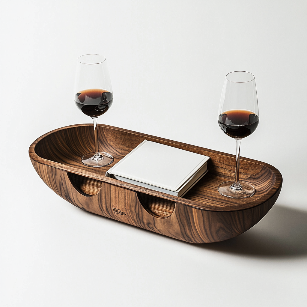 Weson Couples' Bath Tray - Extra Wide Dark Walnut Bathtub Caddy - Dual Wine Glass Holders & Large Tablet Stand - Perfect Anniversary or Wedding Gift