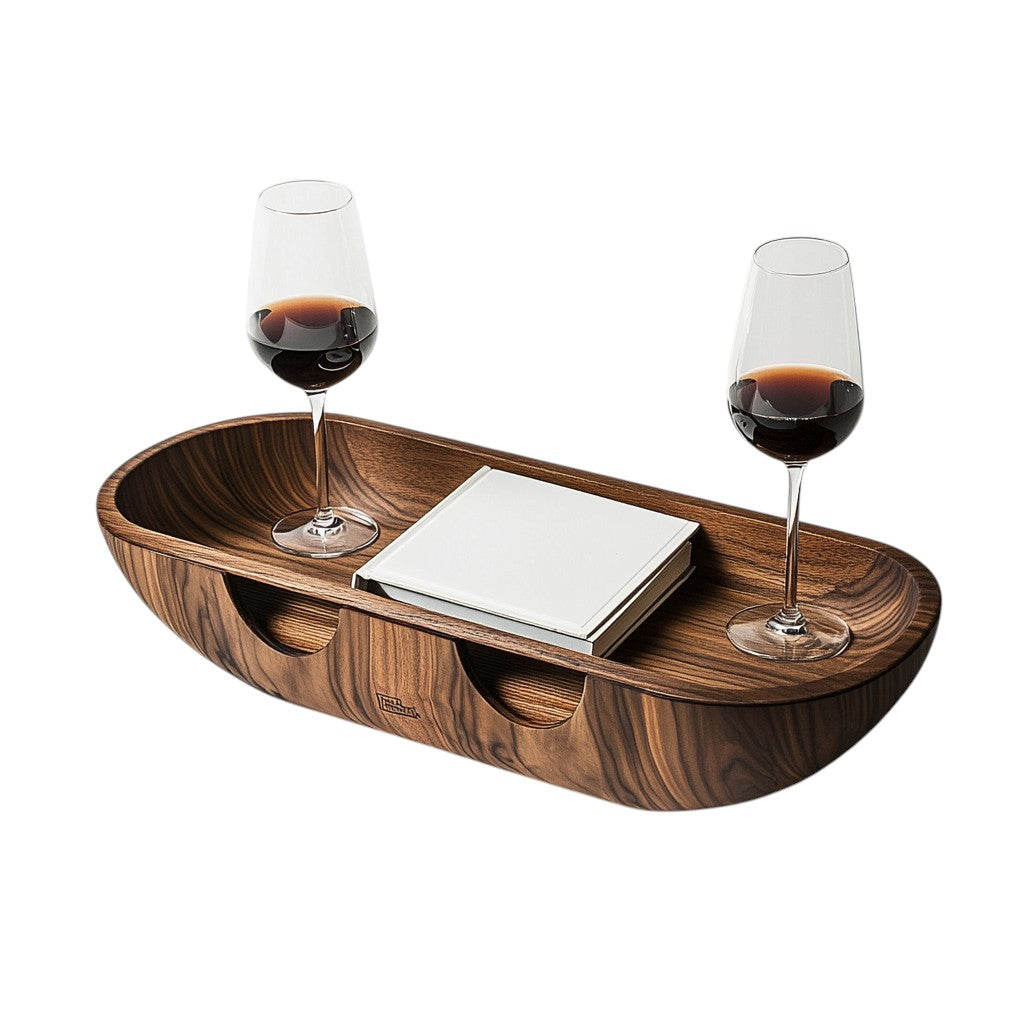 Weson Couples' Bath Tray - Extra Wide Dark Walnut Bathtub Caddy - Dual Wine Glass Holders & Large Tablet Stand - Perfect Anniversary or Wedding Gift